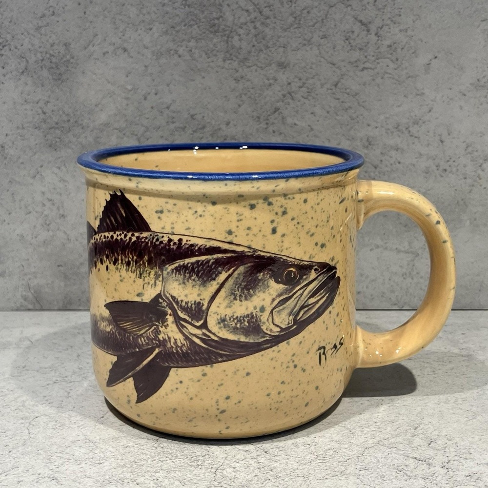 Anglers Expressions Vtg 2001 Speckled Finish Bass Fish 12oz Mug Cup USA
